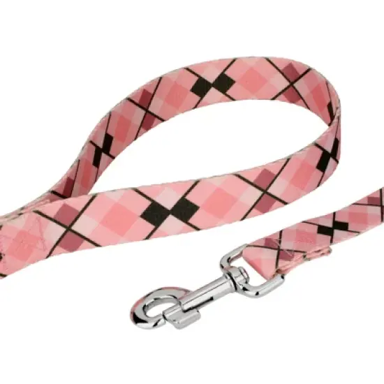 Country Brook Petz Premium Pink and Brown Argyle Collar and Leash image {4}