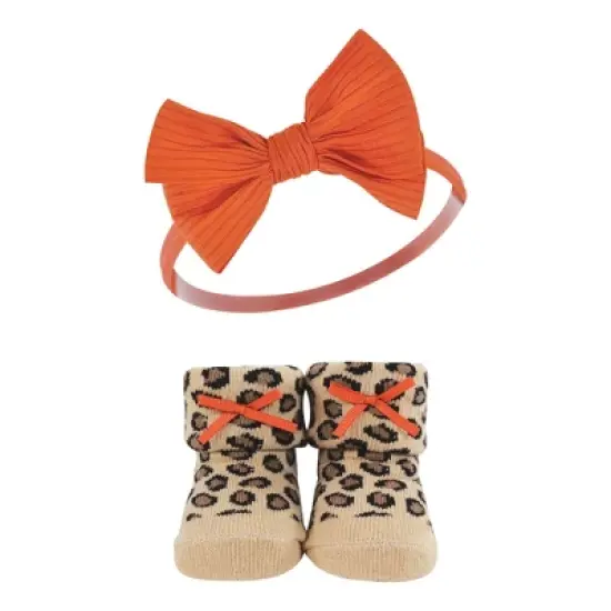Hudson Baby Infant Girl Headband and Socks Giftset, Fall Leopard, One Size image {5}