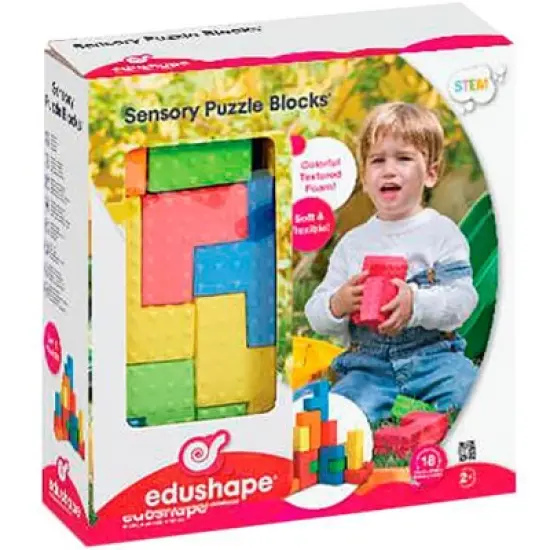 Edushape Sensory Puzzle Blocks, Assorted Colors and Shapes, Set of 18 image {2}