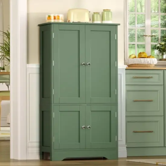 USIKEY Pantry Cabinet, Kitchen Pantry Storage Cabinet with Doors and Adjustable Shelves, Food Pantry for Kitchen, Dining Room, Living Room, White image {5}