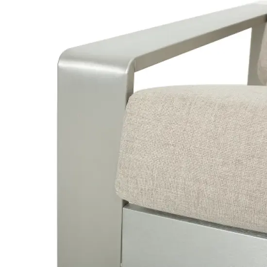 Christopher Knight Home Adrian Outdoor Aluminum Club Chair with Lumbar Pillow, Beige/Silver image {7}