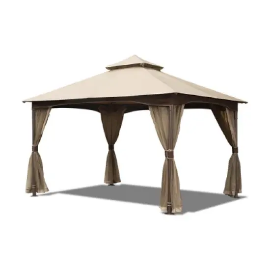 DSVIMOY Canopies and Gazebos, Outdoor Gazebo with Mosquito Netting, Gazebo Canopy Tent for Deck Backyard Garden, Brown, 156"*120"*120" image {5}