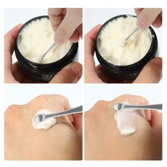 Unique Bargains Hangable Comma Shape Mini Makeup Cosmetic Spoon Silver Tone 2 Pcs image {4}