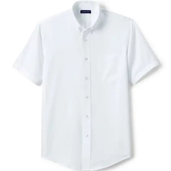 Lands' End School Uniform Men's Short Sleeve No Iron Pinpoint Dress Shirt image {5}