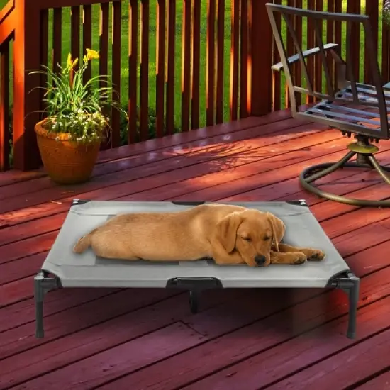 Elevated Dog Bed - 36x29.75-Inch Portable Pet Bed with Non-Slip Feet - Indoor/Outdoor Dog Cot or Puppy Bed for Pets up to 80lbs by PETMAKER (Gray) image {5}