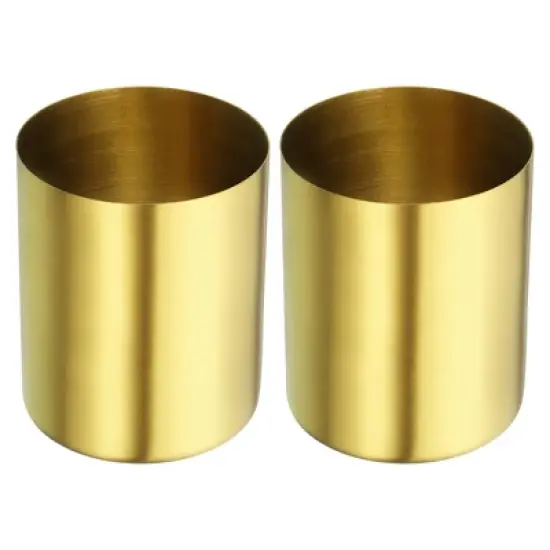 Unique Bargains Desk Stainless Steel Pencil Holders Makeup Brush Holder 2 Pcs image {7}