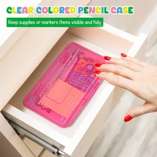 4E's Novelty 4 Pack Large Pencil Case Boxes, Pencil Boxes Bulk Classroom, Teacher Containers Box image {6}