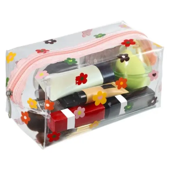 Unique Bargains Portable PVC Clear Makeup Bag Flower Assorted Color 1 Pc image {3}