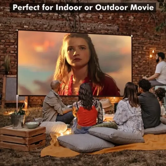 Costway 120'' Projector Screen w/ Stand 16:9 HD 4K Indoor Outdoor Projection Movie Screen image {3}