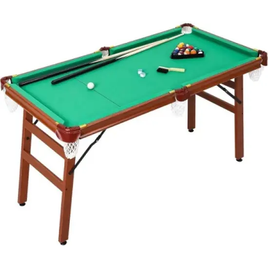5 ft Folding Pool Table Portable Foldable Billiards Table for Kids and Adults Pool Game Table with 2 Cue Sticks 16 Balls Triangle Chalk image {7}