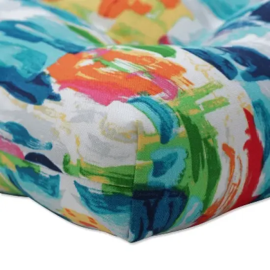 Outdoor/Indoor Loveseat Cushion Abstract Reflections Multi Blue - Pillow Perfect image {1}