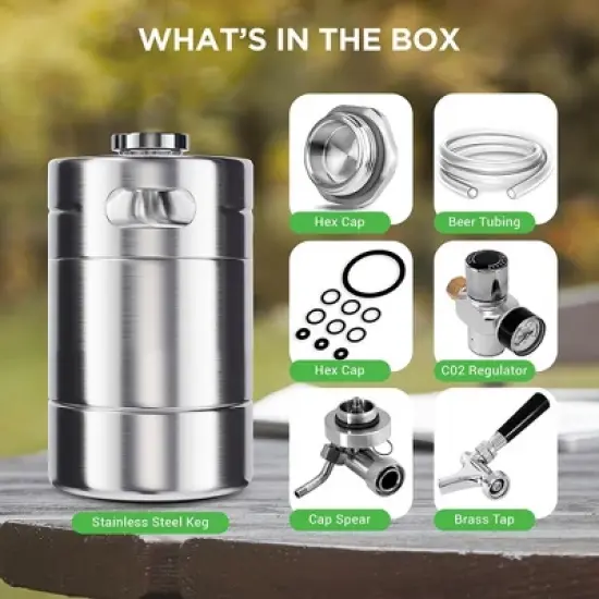 NutriChef 64 oz. Homebrew Mini Keg System with CO2 Dispenser - Stainless Steel image {5}