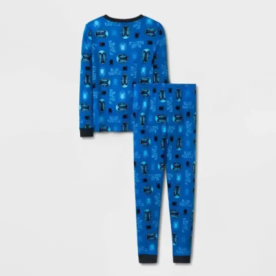 Boys' Blue Beetle Uniform Snug Fit 4pc Pajama Set - Blue/Black image {1}