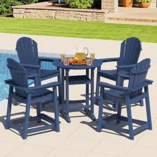 Decksplore Tall Adirondack Chairs Set Patio Chairs HDPE Weather Resistant Adirondack Balcony Chairs Outdoor Chairs for Garden Backyard image {4}