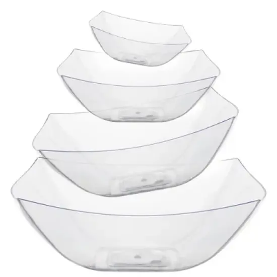 Crown Display Clear Disposable Serving Bowl Squared Convex Bowl - Clear Plastic Bowl for Serving image {2}