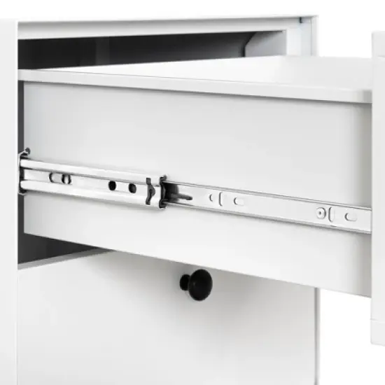 Gulches Modern Night Stand Storage Cabinet for Living Room Bedroom, Steel Cabinet with 2 Drawers,Bedside Furniture, circular handle,White image {5}