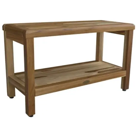 EcoDecors&reg; Eleganto&reg; 30" Teak Wood Shower Bench with Shelf in EarthyTeak Finish image {4}