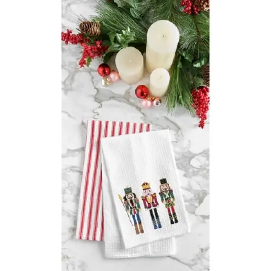 C&F Home Christmas Nutcracker Trio Embroidered Waffle Weave Kitchen Dishtowel image {1}