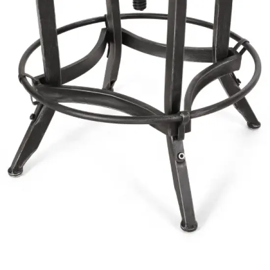 2pc Farmdale Industrial Firwood Adjustable Height Swivel Counter Height Barstools Antique Natural/Pewter - Christopher Knight Home image {8}