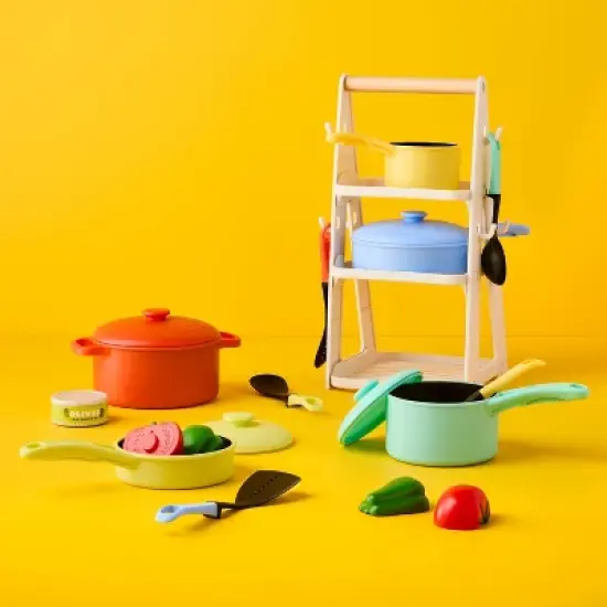 Pots & Pans Set - Gigglescape&trade;: Creativity & Problem Solving, Fine Motor Skills, 16-Piece Plastic Set image {1}