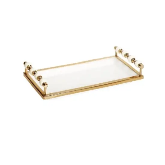 Classic Touch Gold Beaded Rectangular Tray image {1}