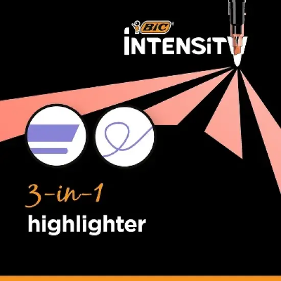 BIC Intensity Dual Tip Highlighter Medium & Broad Point Assorted Ink 6/Pack (HLPDT6-AST) image {2}