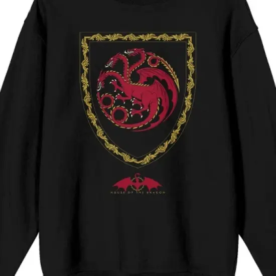 House of the Dragon Red Dragon Crest Men's Black Crewneck Sweatshirt image {1}