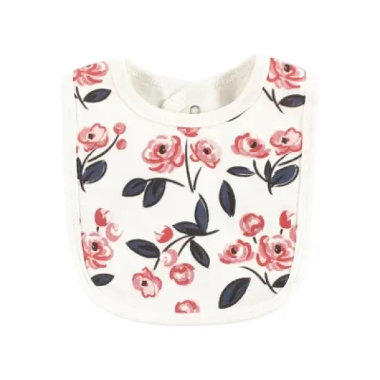 Touched by Nature Infant Girl Organic Cotton Bibs, Bubblegum Floral, One Size image {6}