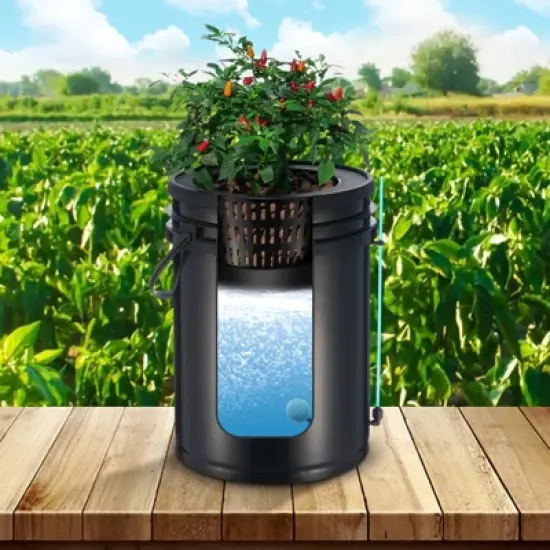 VEVOR DWC Hydroponics Grow System, Hydroponic Growing System with Top Drip Kit, 5-Gallon Deep Water Culture with Air Pump, Black image {1}
