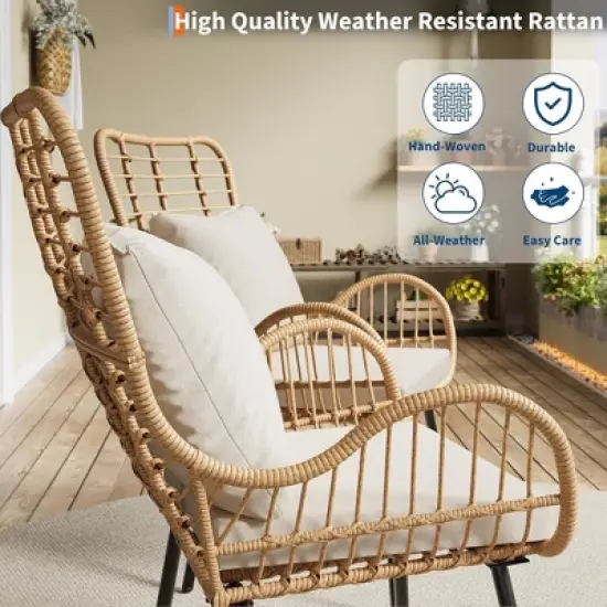 GustoWave Patio Dining Chairs Set of 2 with Cushions, Bistro Set, Great for Apartment, Porch, Lawn, Backyard, Brown image {4}