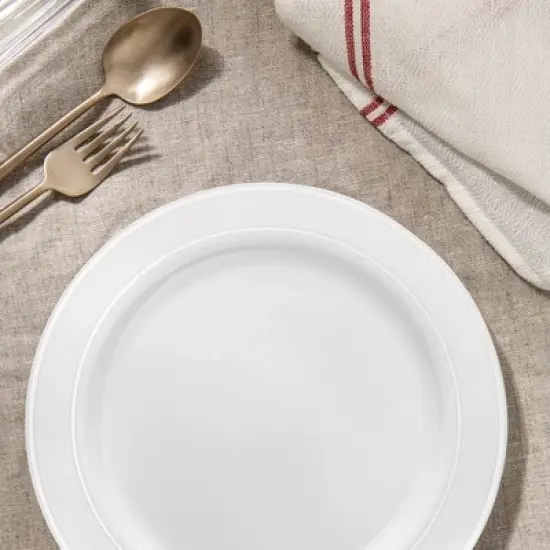 Smarty Had A Party 7.5" White w/ Silver Plastic Appetizer/Salad Plates - 120 pcs image {8}