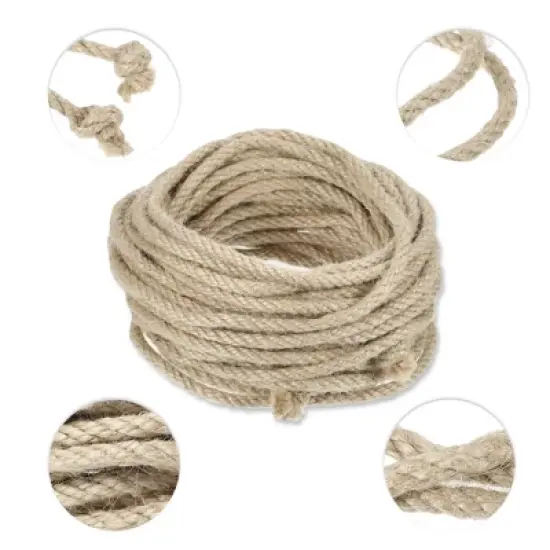 Unique Bargains Cat Natural Sisal Rope for Scratching Post Tree Replacement 33ft Yellow 1 Pc image {3}