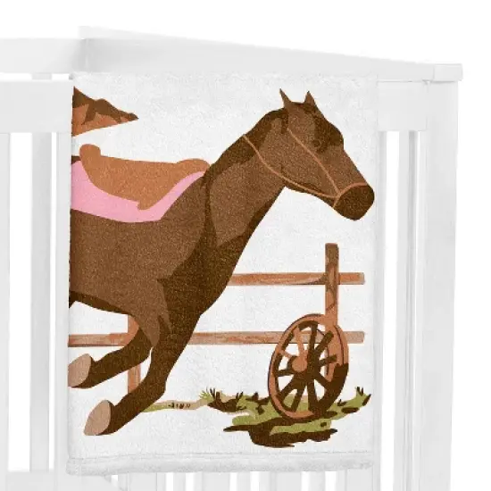 Sweet Jojo Designs Girl Baby Milestone Blanket Western Cowgirl Pink Brown and Beige image {1}