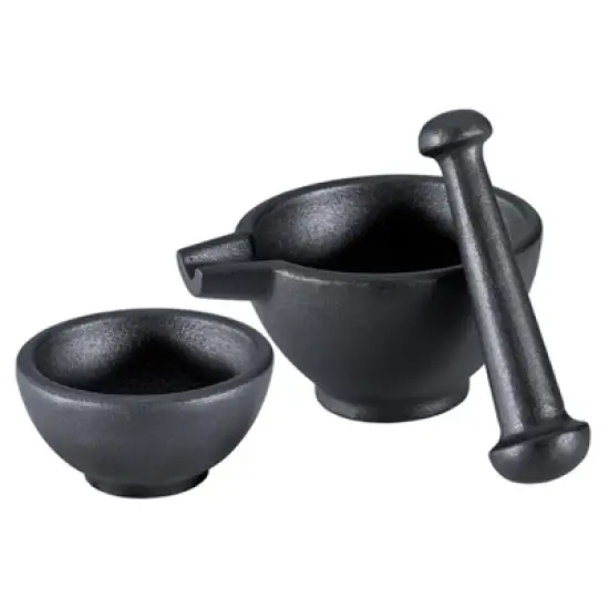 Zassenhaus Mortar & Pestle 3 Piece Set, black cast iron image {4}