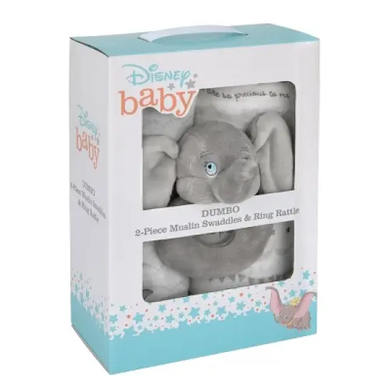 Disney Dumbo 100% Cotton Muslin Swaddles with Plush Rattle - 2pk image {4}