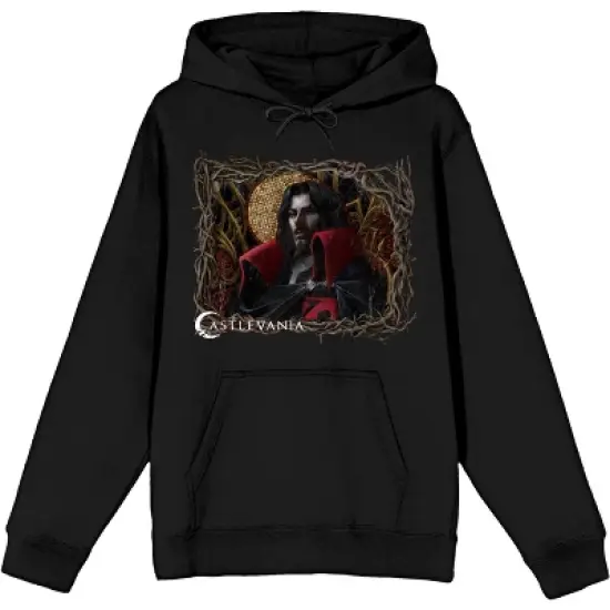 Castlevania Logo with Dracula Men's Black Graphic Hoodie image {3}
