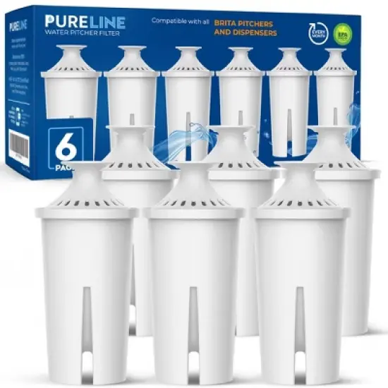 Pureline Replacement for Brita Water Filter, Pitcher and Dispenser Filter Refill (6 Pack) image {4}