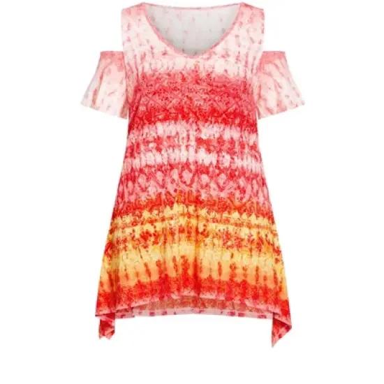 Women's Plus Size Tuscan Sun Cold Shoulder Tunic - rose | AVENUE image {2}