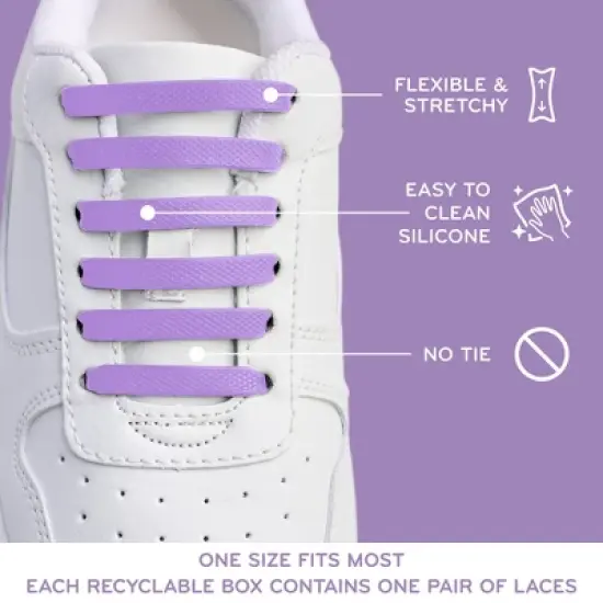 The Original Stretchlace No-Tie Silicone Elastic Shoelaces &ndash; Purple Tieless Shoe Laces (1 Set) image {4}