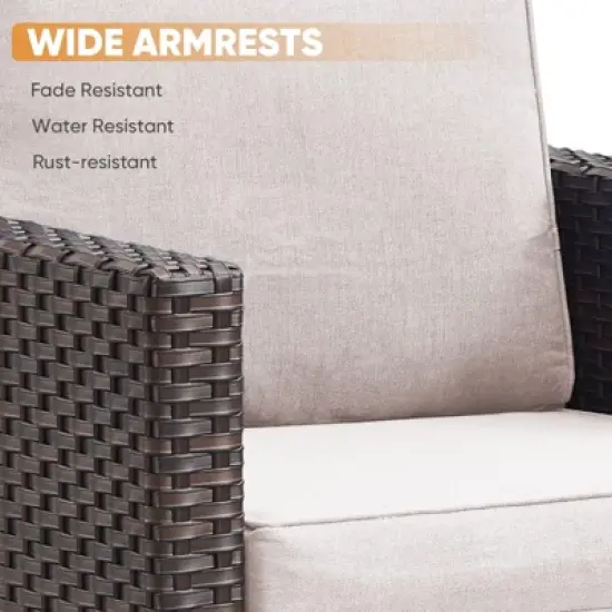 Buenhomino 6-Seater Outdoor Sectional Sofa L Shaped Couch Patio Conversation Furniture Set, Wicker Patio Sectional Sofa with Removable Cushion image {3}