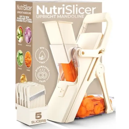 NutriSlicer Upright Mandoline Slicer &ndash; 5 Stainless Steel Blades, BPA-Free and Dishwasher Safe image {8}