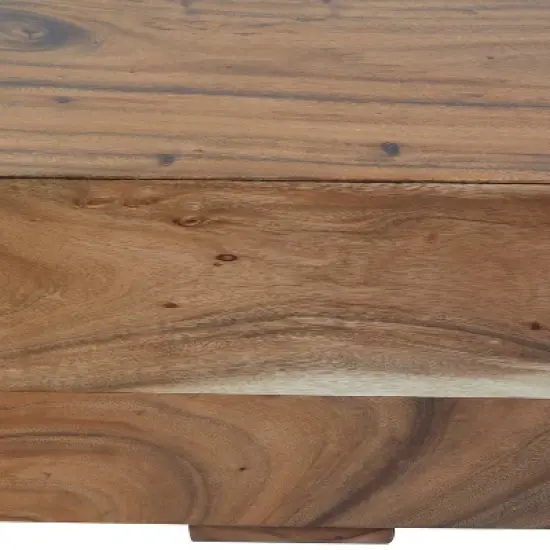 Contemporary Wood Block Bench Brown - Olivia & May image {4}