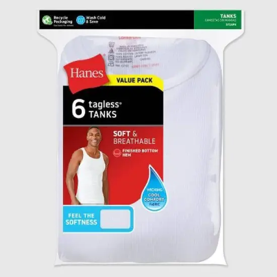 Hanes Men's 6pk Tanks - White image {5}