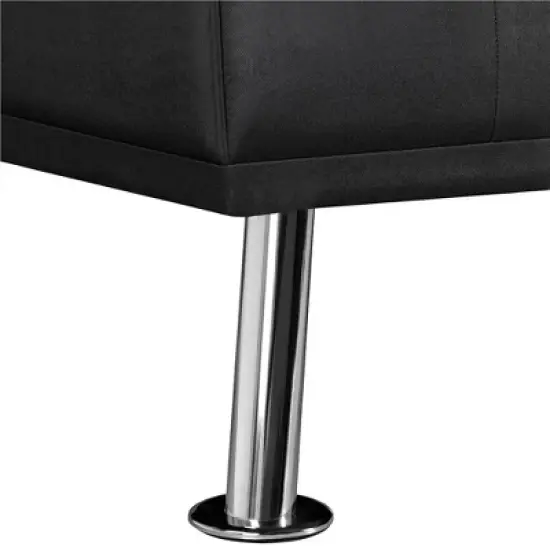 Yaheetech Convertible Futon Sofa Bed Tufted Fabric Futon with Cupholders and Pillows image {8}