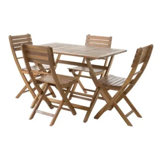 GDFStudio Rabion Outdoor 5 pcs  Acacia Wood Foldable Dining Set image {10}