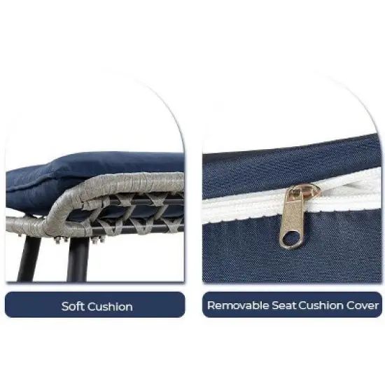 5-Piece Patio Bistro Set with Ottoman, Outdoor Wicker Furniture with Tempered Glass Table, Chairs and Footrests for Balcony, Porch, or Poolside image {2}