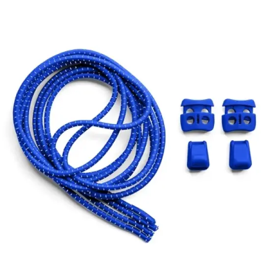 The Original Stretchlace Quick Lock No-Tie Elastic Shoelaces &ndash; Blue Adjustable Shoe Laces (1 Pair) image {1}