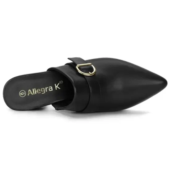 Allegra K Women's Pointed Toe Slip-on Block Heel Sandals Mules image {3}