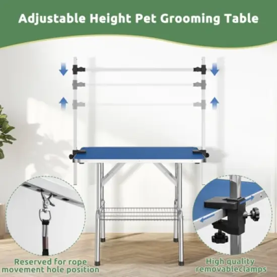SEVOBAL Pet Grooming Tool Inch Foldable Dog Grooming Table For Home With Adjustable Arm, Non-Slip Surface And Storage, Blue, 46.00"*24.00"*29.30" image {2}