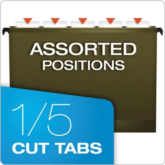 Pendaflex SureHook Hanging Folders, Letter Size, 1/5-Cut Tabs, Standard Green, 20/Box image {5}